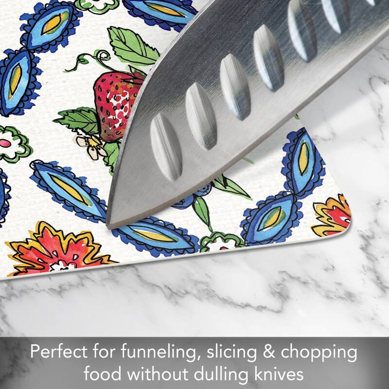 Strawberry Garden Flexible Plastic Cutting Board Mat 15" x 11.5", Made in the USA, Decorative, Flexible, Easy to Clean