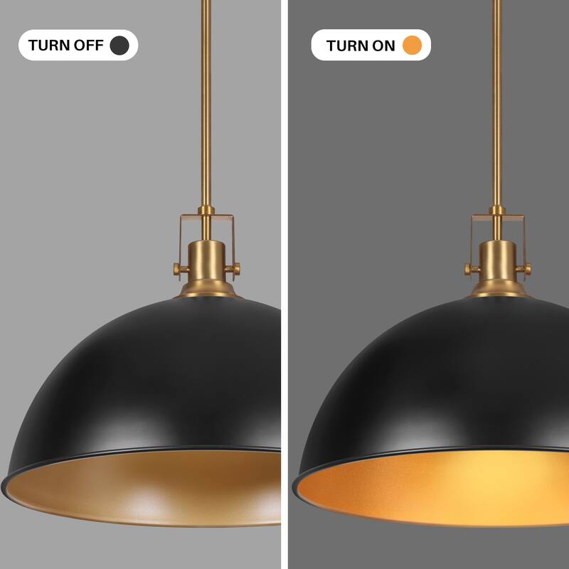 Modern Industrial 1-Light Dome Metal Pendant Light for Kitchen Island