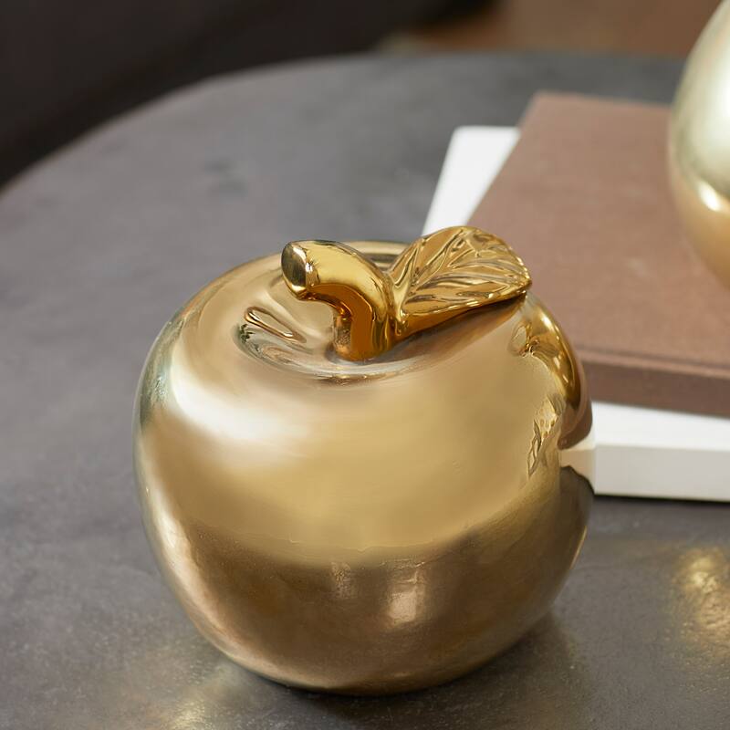 Copper Grove Kitty Red Ceramic Pear and Apple (Set of 2)