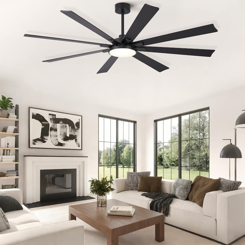 72 inch Retro Farmhouse Ceiling Fan with Light and Solid Wood Blades