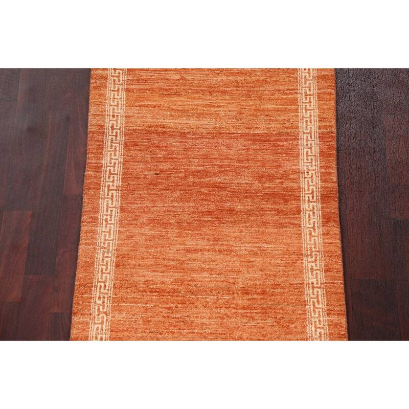 Orange Gabbeh Kashkoli Oriental Runner Rug Hand-knotted Wool Carpet - 2'6" x 8'8"
