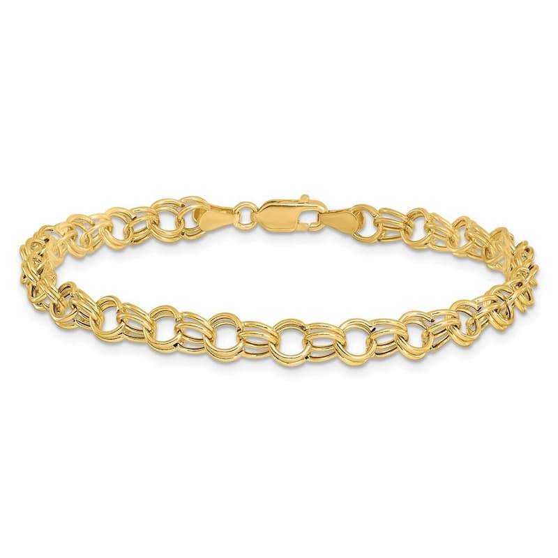 Curata 10k Yellow Gold 6mm Hollow Double Link Charm Bracelet Options: 7" 8"