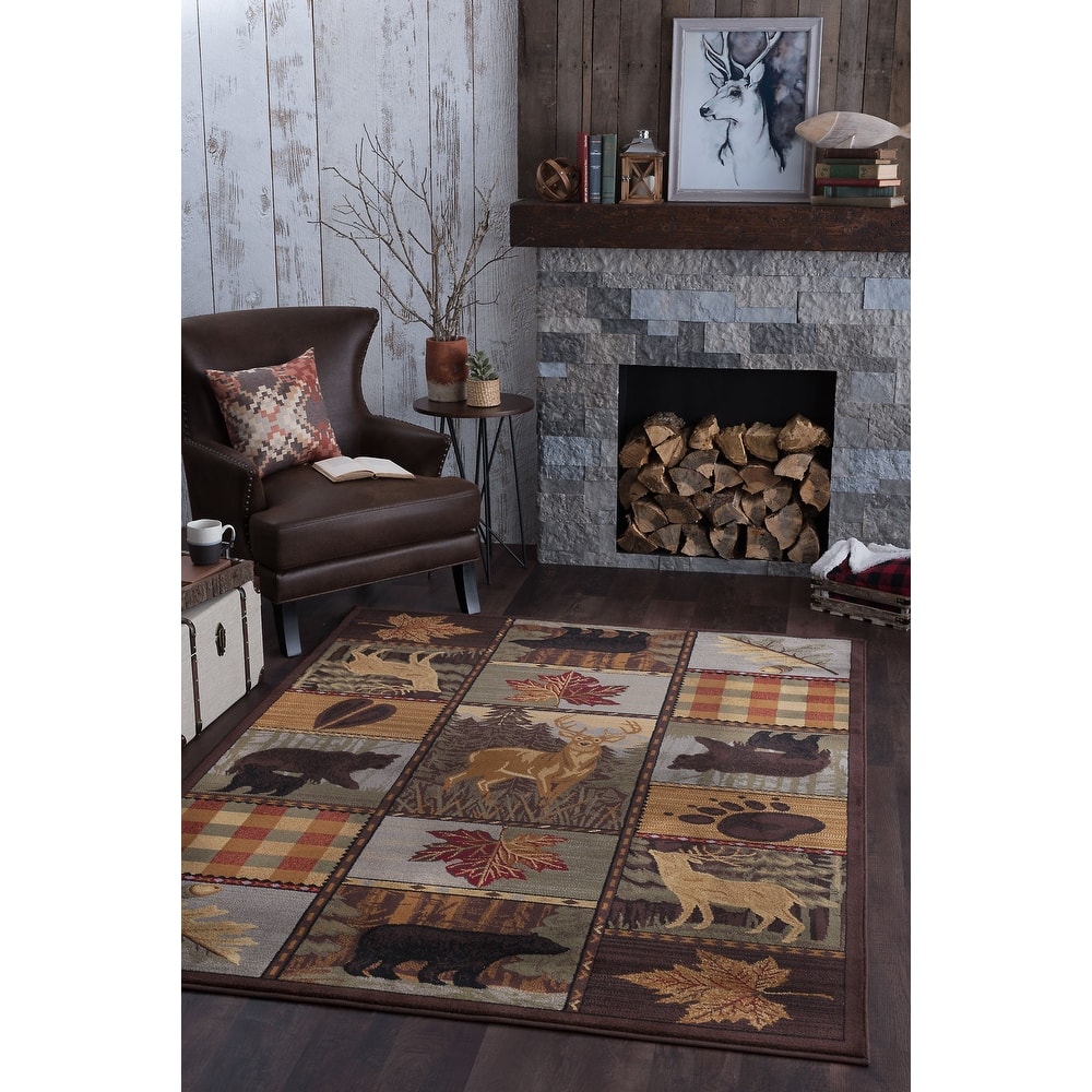 Natural Lodge Novelty Graphic Indoor Area Rug