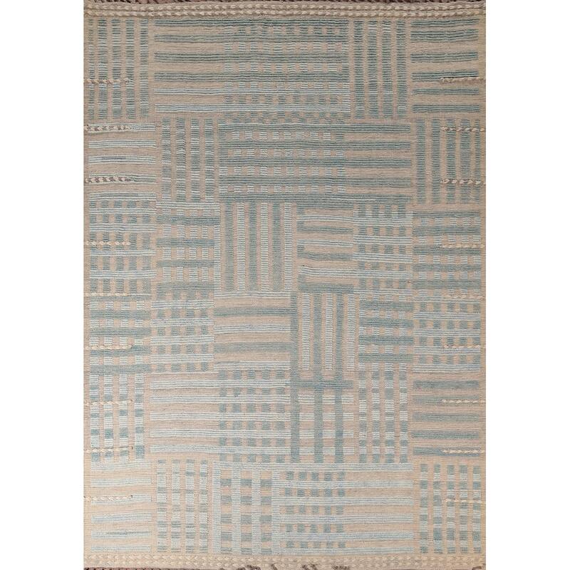 Earth Tone Moroccan Modern Area Rug Hand-Knotted Wool Carpet - 8'0"x 10'10"