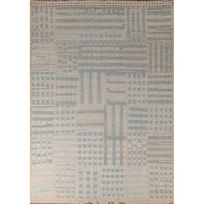 Earth Tone Moroccan Modern Area Rug Hand-Knotted Wool Carpet - 8'0"x 10'10"