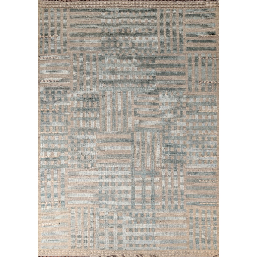 Earth Tone Moroccan Modern Area Rug Hand-Knotted Wool Carpet - 8'0"x 10'10"