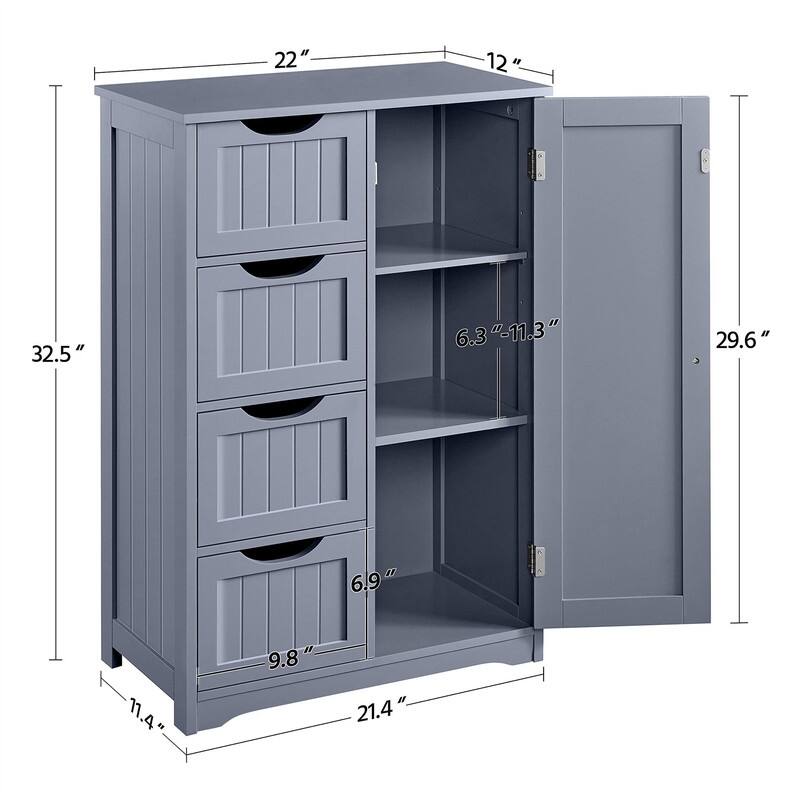 Wooden Bathroom Floor Cabinet - 13"D x 22"W x 32"H