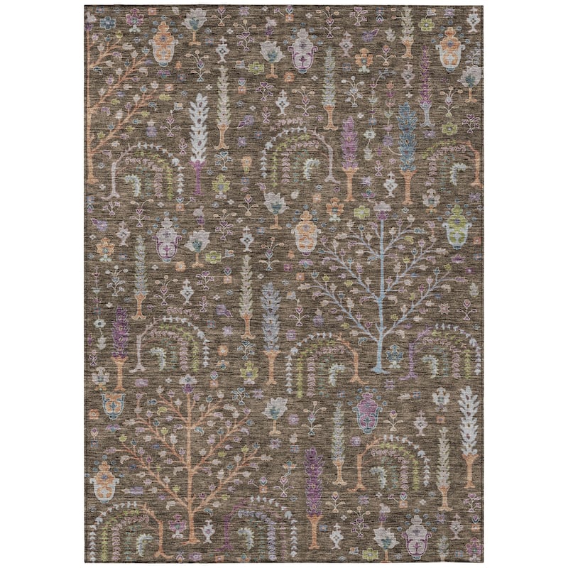 Machine Washable Indoor/ Outdoor Traditional Global Chantille Rug