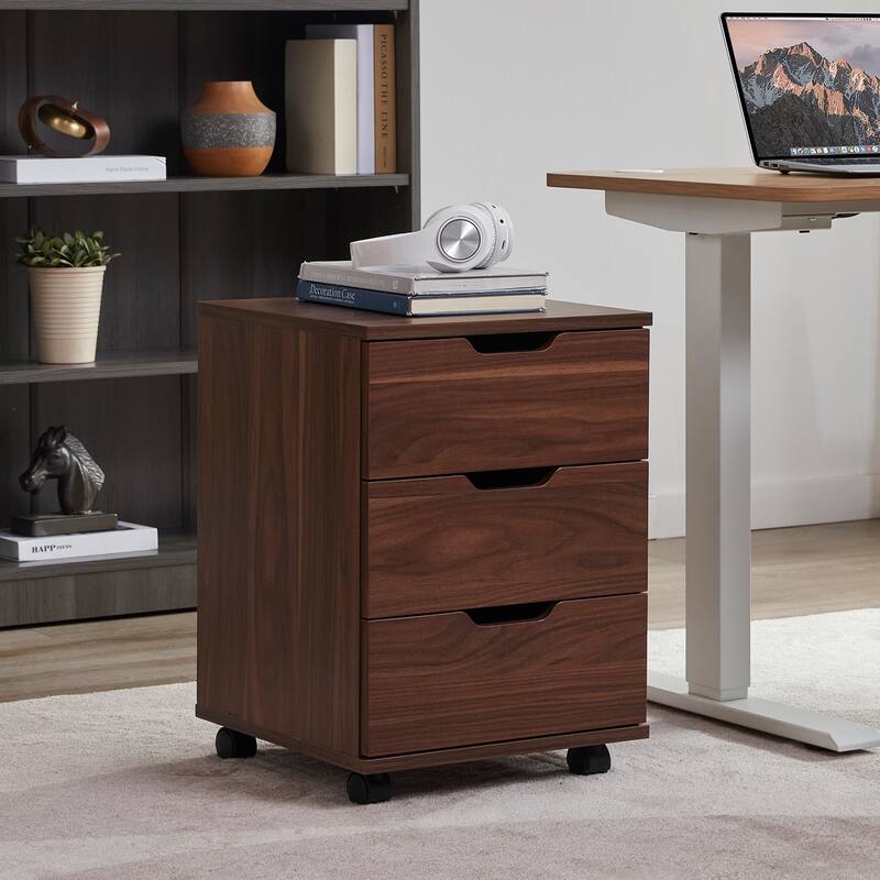 3-Drawer Vertical Filing Cabinet Rolling Wood Mobile File Cabinets Under Desk for Home Office with Casters (Non-Assembled)