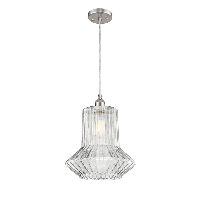 Innovations Lighting Pendleton Single Light 12" Wide Pendant - Brushed Satin Nickel / Clear