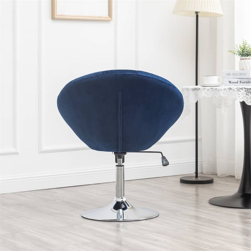 Velvet Upholstered Tufted Back Swivel Accent Chair