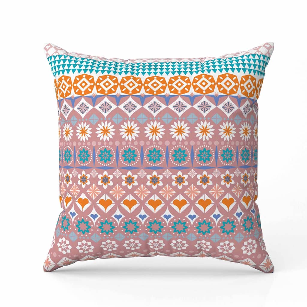 Shape Synergy Indoor/Outdoor Reversible Throw Pillow Orange and Cyan