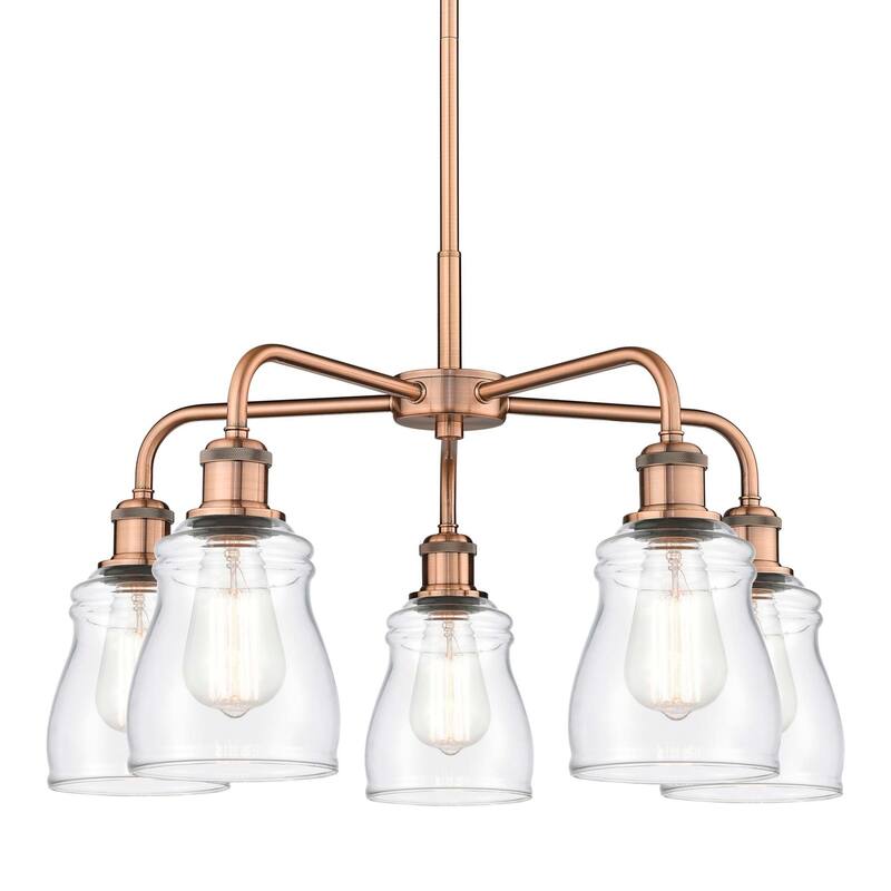 Innovations Lighting 516-5CR-15-23 Ellery Chandelier Ellery 5 Light - Antique Copper / Clear