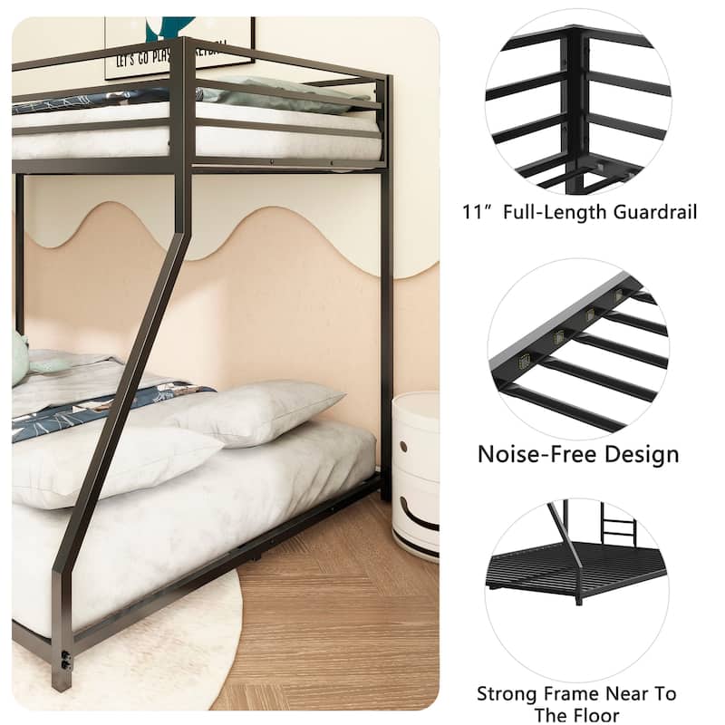 Heavy-Duty Twin Over Full Metal Bunk Bed, No Box Spring Needed