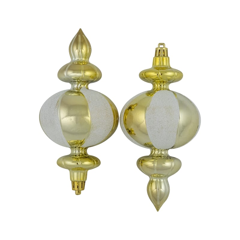 8ct Champagne Shiny Finish Shatterproof Finial Christmas Ornaments, 6"