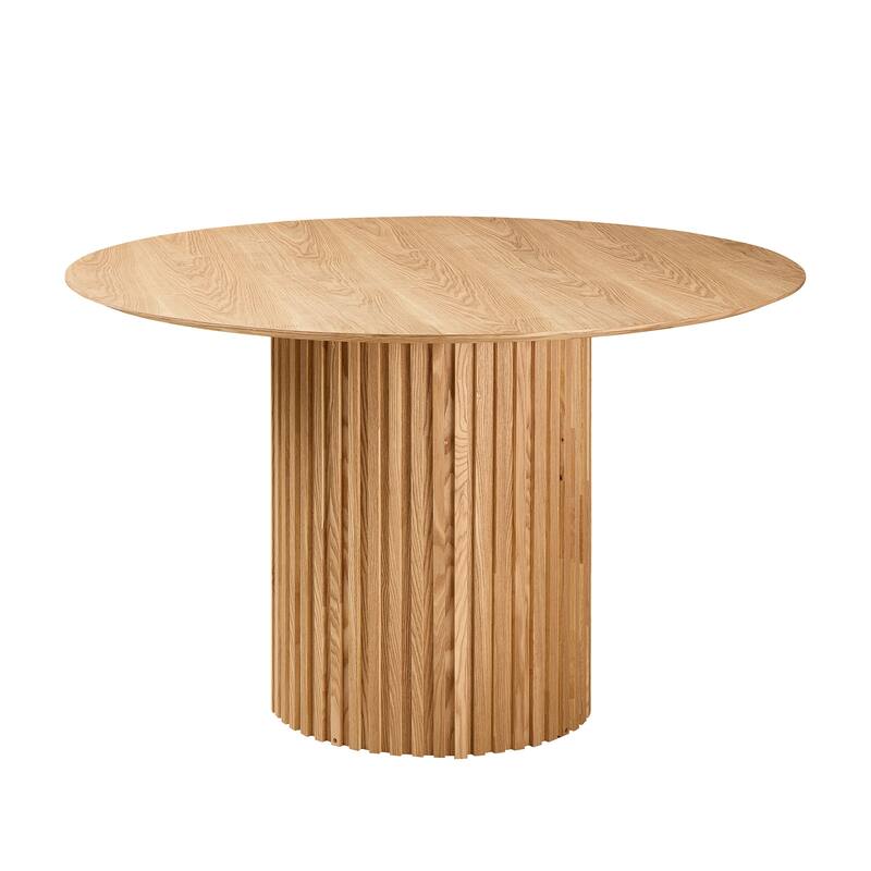 46.45" Mid-Century Modern MDF Round Dining Table - Oak
