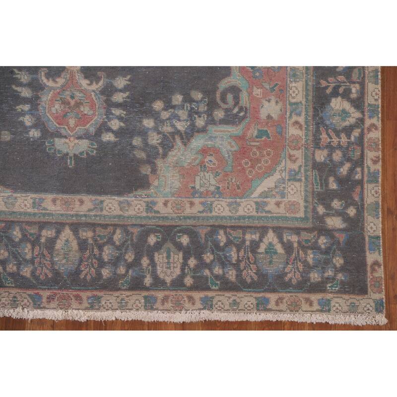 Distressed Over-Dyed Tabriz Persian Antique Rug Handmade Wool Carpet - 6'5" x 9'5"