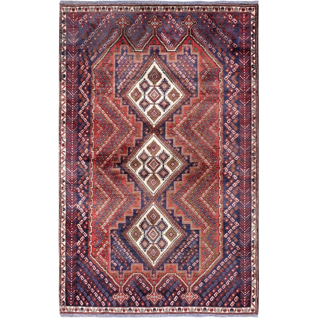 Pasargad Vintage Hamadan Collection Wool Area Rug (4' 3" X 7' 1") - 4' x 7'