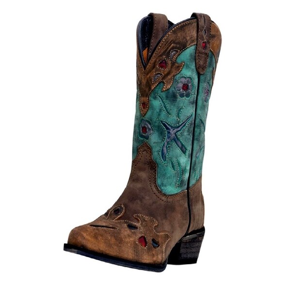 Dan Post Western Boots Girls Bluebird Kids Cowboy Tan Teal - Overstock ...