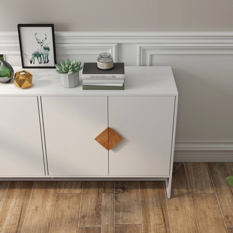 Modern Sideboard Buffet Cabinet Entrance Cabinet with 2 Storage Compartments and Square Handles, for Living Room