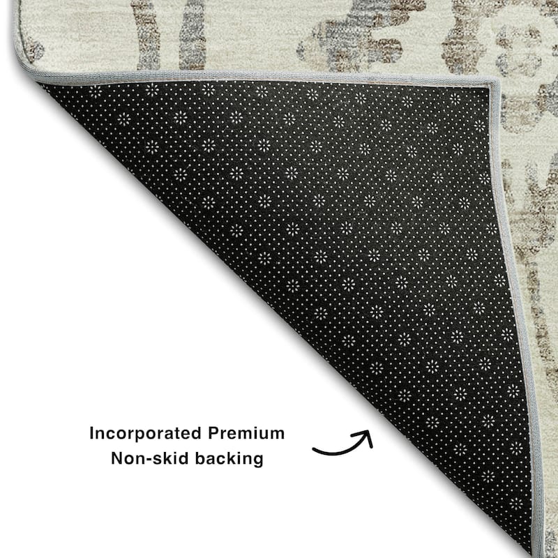 Premium Washable Super Soft Floral Damask Mayfield Rug