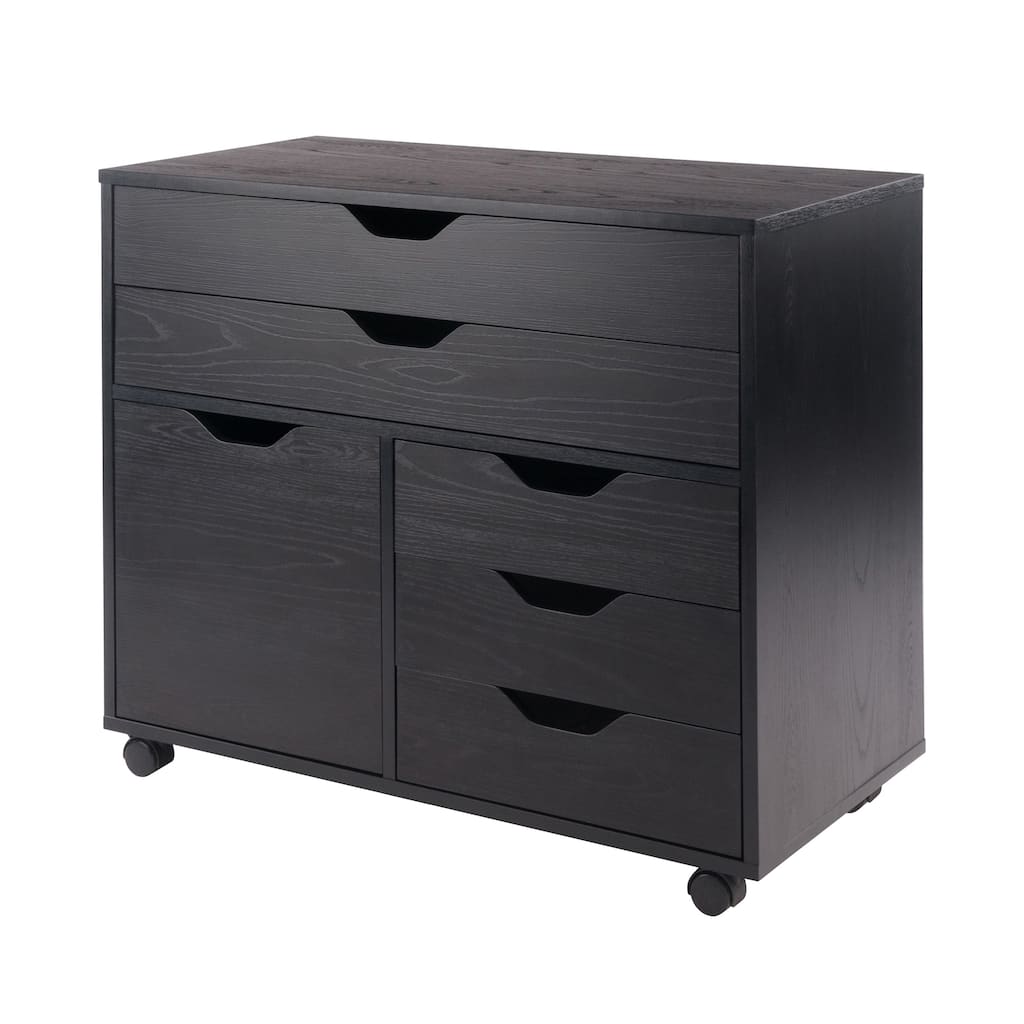 30.75" Black 3 Section Mobile Filing Cabinet