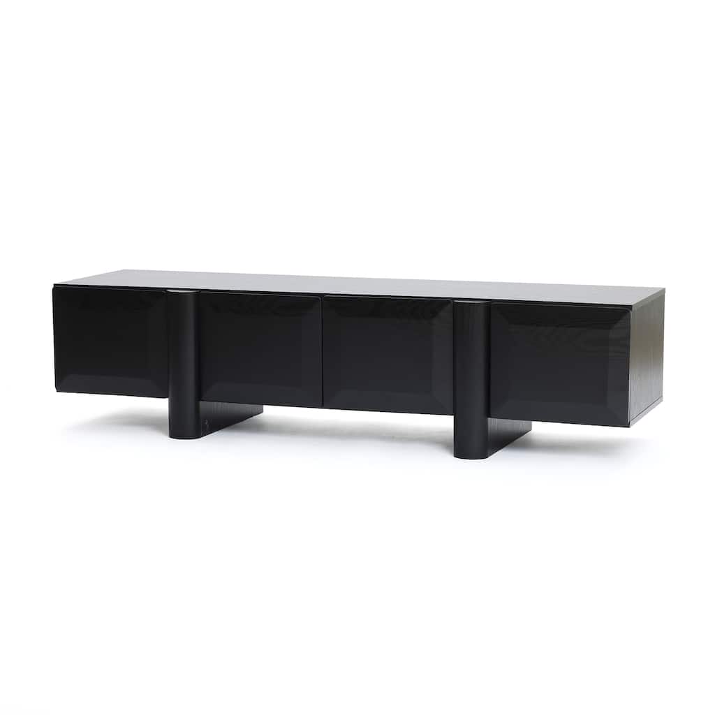 Modern Black Media Console Cabinet, 63'' Engineered Wood TV Stand - 15.75" H x 63" W x 15.75" D