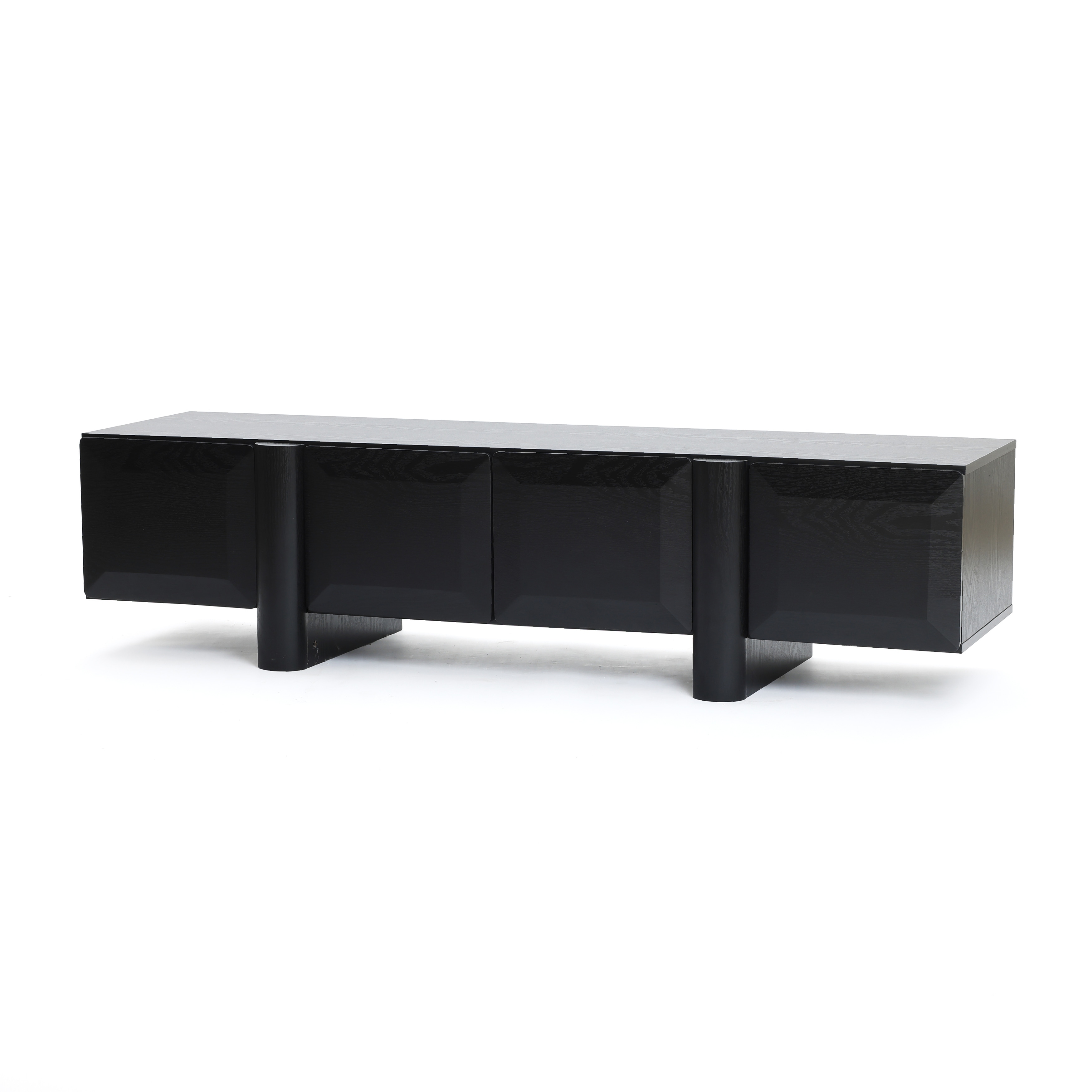 Modern Black Media Console Cabinet, 63'' Engineered Wood TV Stand - 15.75" H x 63" W x 15.75" D