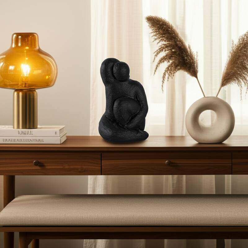 Pottery Modern Abstract Sculpture in Seated Form and Smooth Texture - 6.5" x 5.5" x 10"