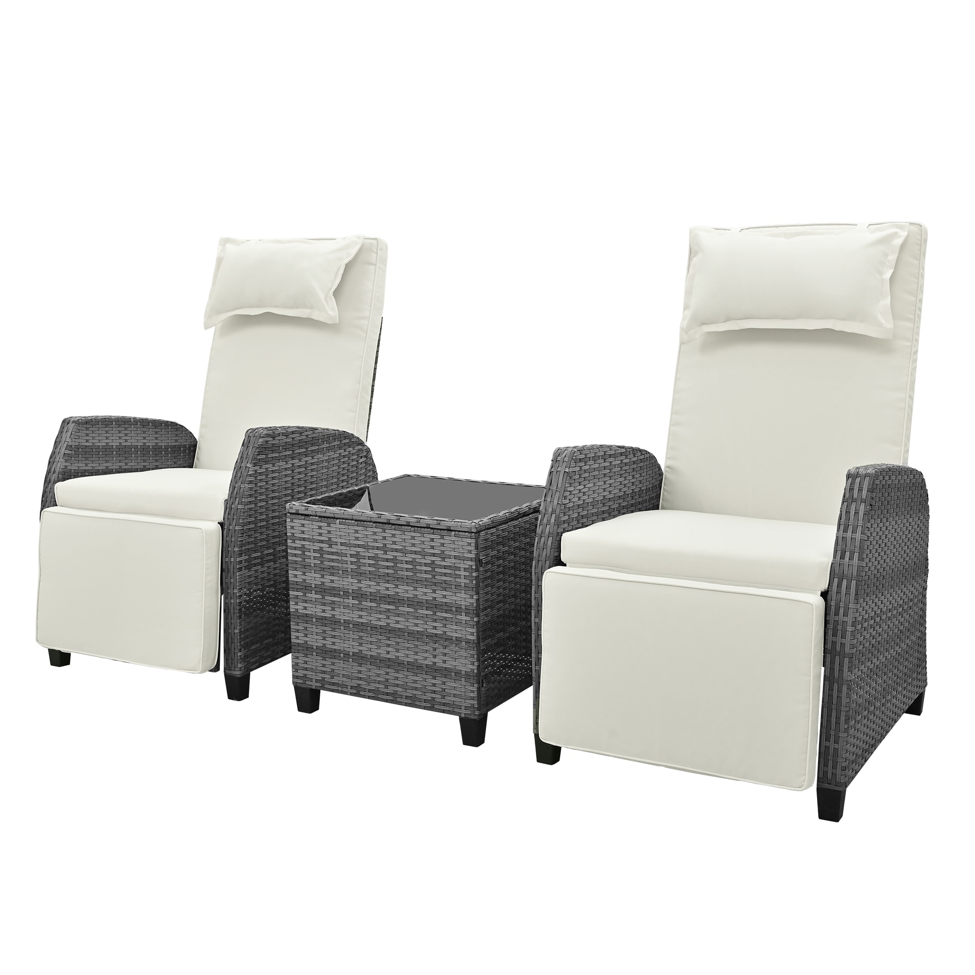 Two person Patio Furniture Set 3 Piece Outdoor Rattan Combination