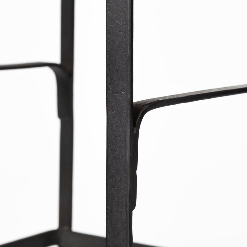 Conan Medium Brown Solid Wood Seat With Black Metal Frame Counter Stool - 15.0L x 16.0W x 25.0H
