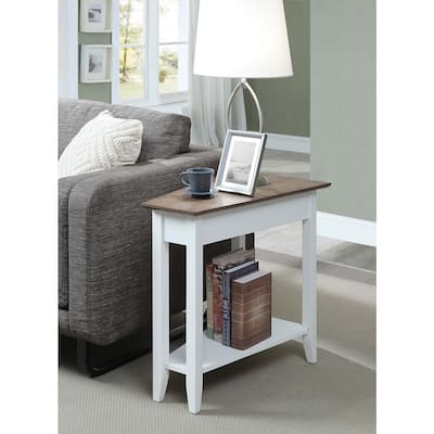 Wedge End Table with Lower Storage Shelf, Compact Side Table for Sofa or Bedside Use, Space Saving Accent for Living Room - 24