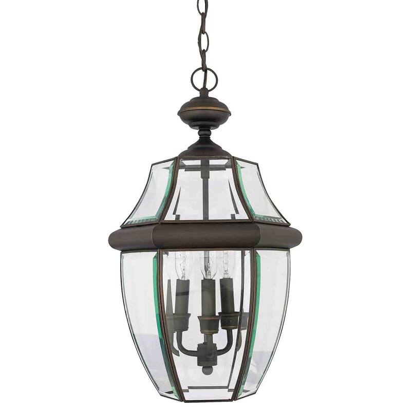 Roseto Gaines 3 Light 13" Wide Outdoor Pendant Lantern with Clear - Medici Bronze