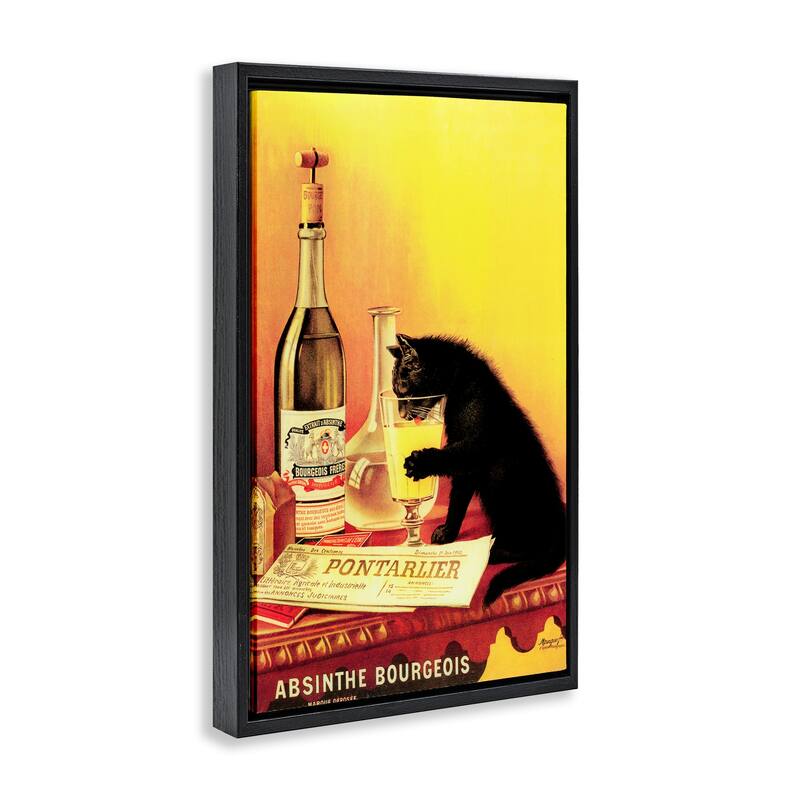 Stupell Vintage Cat & Absinthe Framed Floater Canvas Wall Art Design By Marcus Jules