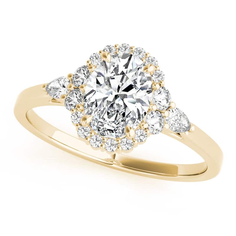 Auriya 14k Yellow Gold Lab Grown Oval Diamond Halo Engagement Ring 0.50 to 5.00 ct. tw. (F-G VS) - 1.75 ct. center - 5.5