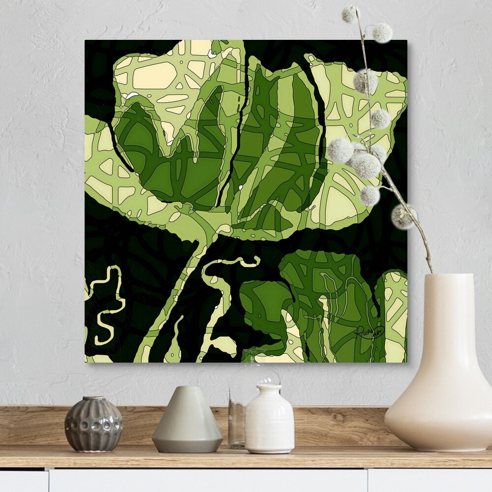 Shop Large Green Abstract Flower Canvas Wall Art Free Shipping