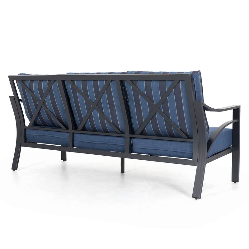 4-Piece Sofa Set with 5.2” Thick Padded Zippered Cushions, Powder-Coated Aluminum Frame, High-Back Design