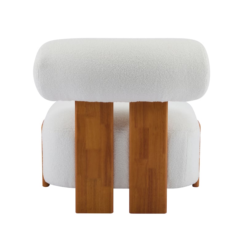 Christopher Knight Home - Mid-Century Fabric Accent Chair with Curved Backrest and Solid Rubberwood Frame