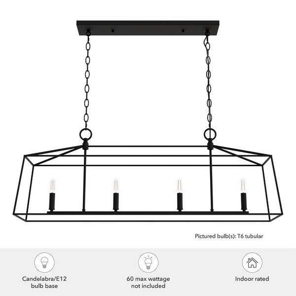 Hunter Fair Oaks 4-Light Luxe Gold Lantern Linear Chandelier for Kitchen Island with No Bulbs Included