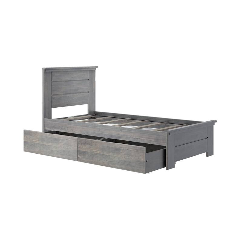 Max and Lily Farmhouse Twin Bed with Panel Headboard and Storage Drawers