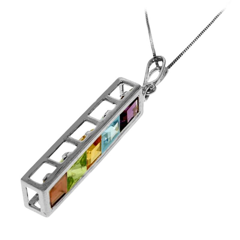 2.25 Carat 14K Solid Gold Elegant Necklace Natural Multi Gemstones