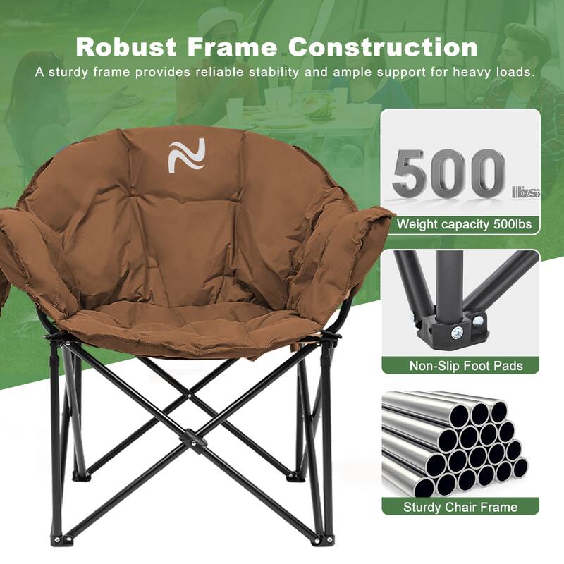 DoCred Oversized Camping Chair, Fully Padded Folding Moon Chair