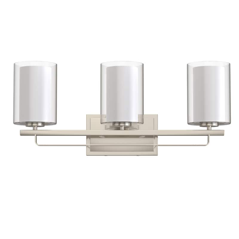 YANSUN 3-Light Wall Sconce Bath Fixture with Clear Glass Shades and Brushed Nickel Finish
