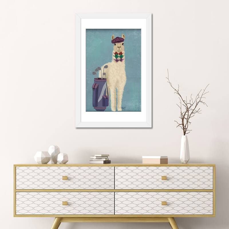 iCanvas "Llama Golfing" by Fab Funky