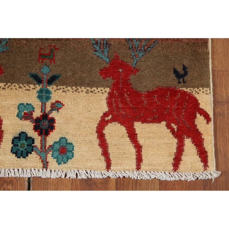 Animals Design Kazak Accent Rug Hand-Knotted Wool Carpet - 2'1"x 2'10"