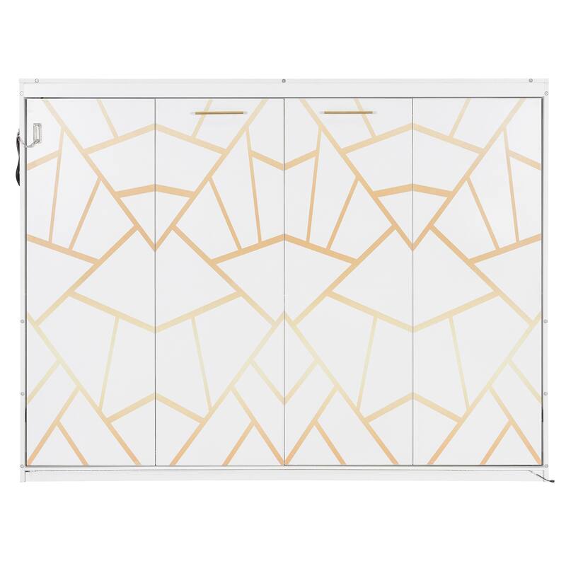 Side-Folding Printed Murphy Bed with LED and USB