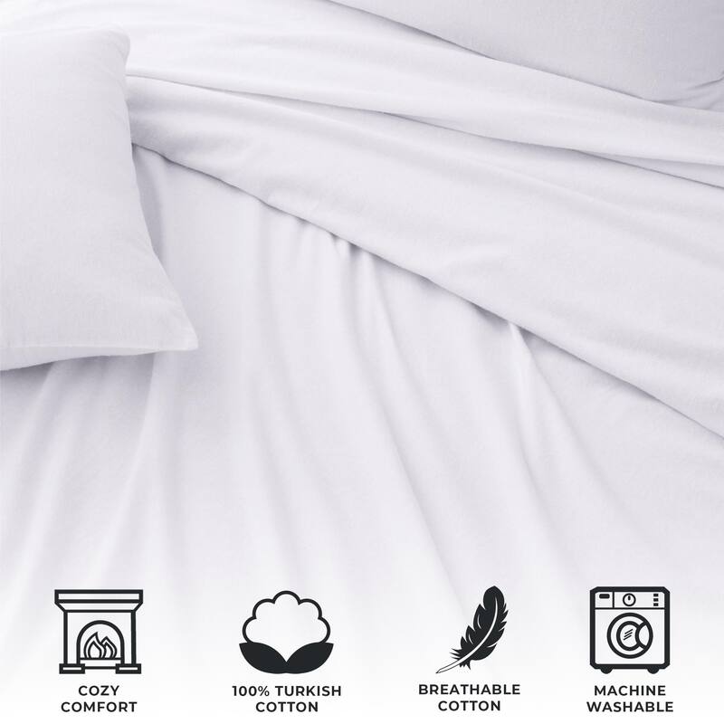 Ultra Soft 100% Turkish Cotton Flannel Double Brushed Solid Sheet Set