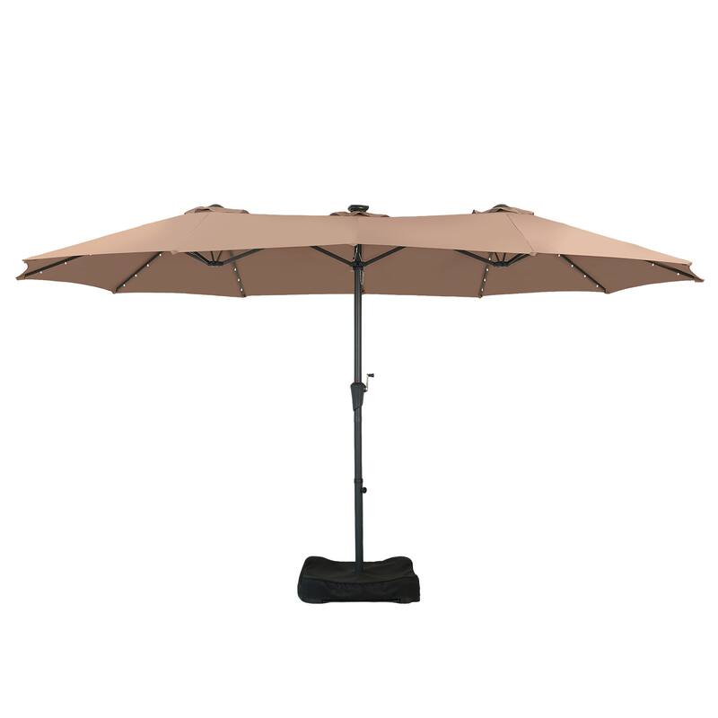 Autlaycil 15ft Retangle Patio Umbrella with Solar Lights & Base