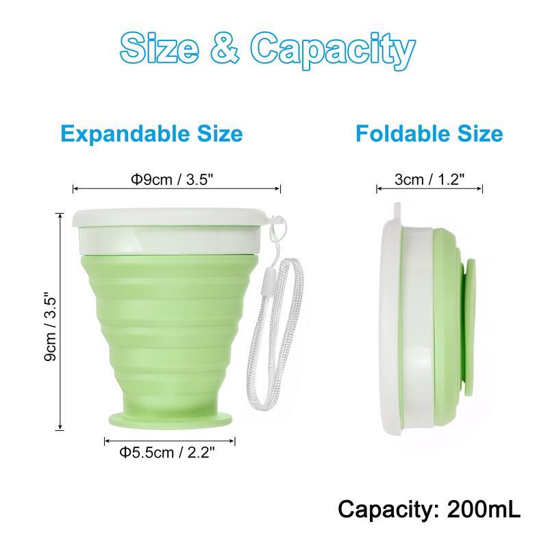 Collapsible Water Bottle, 200mL Travel Folding Cup for Camping - Green