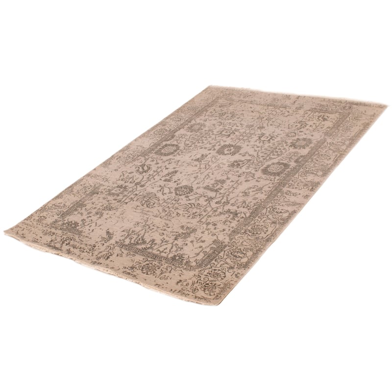 ECARPETGALLERY Hand-knotted Heritage Grey Silk, Wool Rug - 5'6 x 8'2